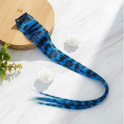 Obrázok z Farebný clip in pramienok 45 cm, umelý medvedí chvost -  modrý