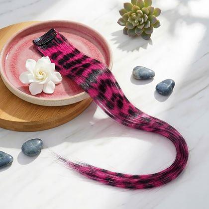 Obrázok z Farebný clip in pramienok 45 cm, umelý medvedí chvost -  ružový