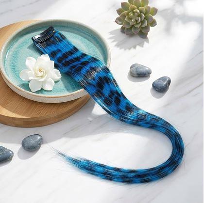 Obrázok z Farebný clip in pramienok 45 cm, umelý medvedí chvost -  modrý