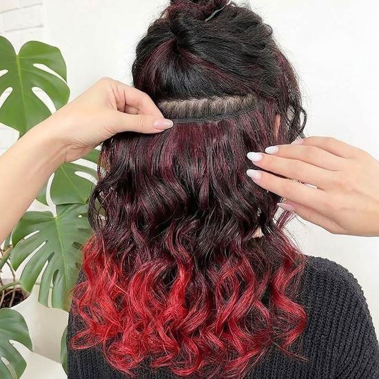 Obrázok z Clip in pás pre farebné podfarbenie vlasov - hnedo-červený