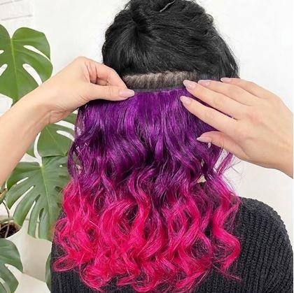 Obrázok z Clip in pás pre farebné podfarbenie vlasov - ružový