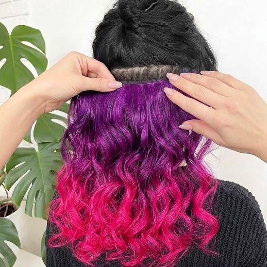 Obrázok z Clip in pás pre farebné podfarbenie vlasov - ružový