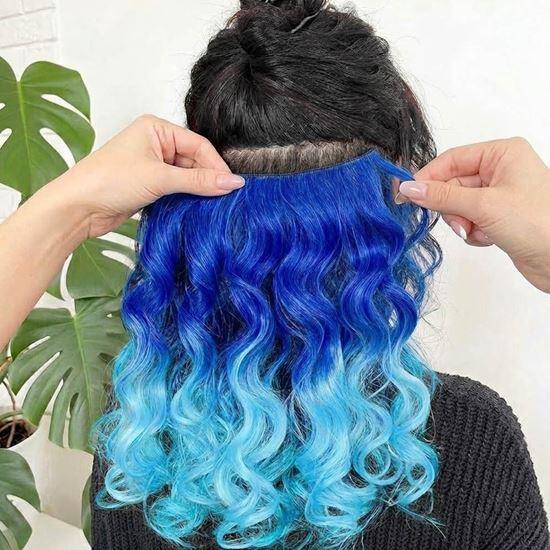Obrázok z Clip in pás pre farebné podfarbenie vlasov - modrý