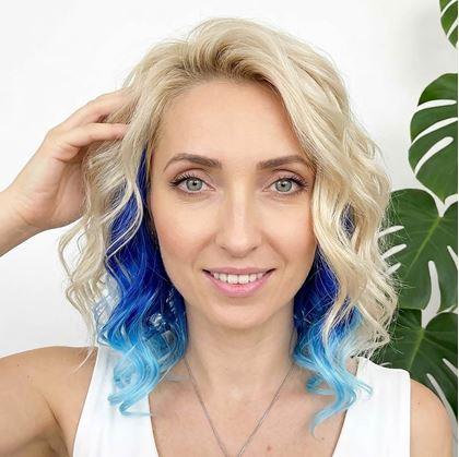 Obrázok z Clip in pás pre farebné podfarbenie vlasov - modrý