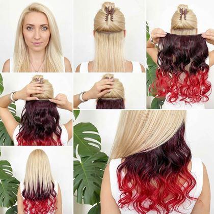 Obrázok z Clip in pás pre farebné podfarbenie vlasov - hnedo-červený