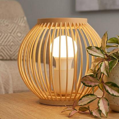 Obrázok Bambusová stolová lampa s LED žiarovkou, teplá biela