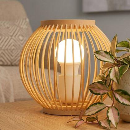 Obrázok z Bambusová stolová lampa s LED žiarovkou, teplá biela