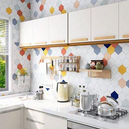 Obrázok z Samolepiace tapeta do kuchyne 100x60 cm - farebné hexagóny