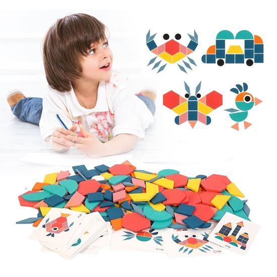 Obrázok z Drevená skladačka - geometrické tvary 180 ks