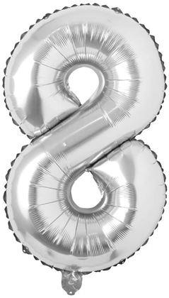 Obrázok z Maxi balónik 100 cm strieborné číslo -  číslo 8