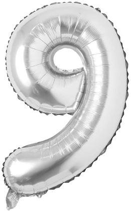 Obrázok z Maxi balónik 100 cm strieborné číslo -  číslo 9