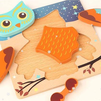 Obrázok z Drevené puzzle pre najmenších  -  sova