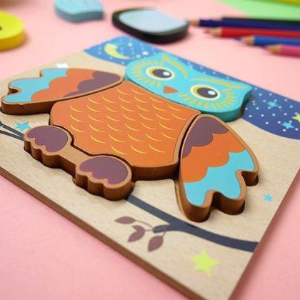 Obrázok z Drevené puzzle pre najmenších  -  sova