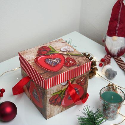 Obrázok z Darčeková krabička 15 cm  - srdce s ružou