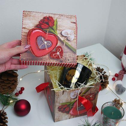 Obrázok z Darčeková krabička 15 cm  - srdce s ružou