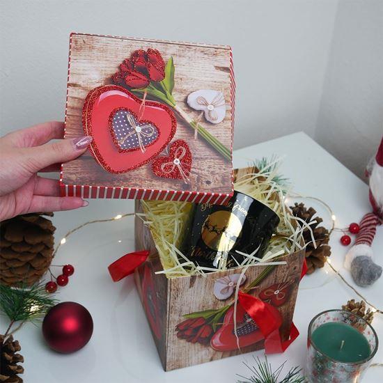 Obrázok z Darčeková krabička 15 cm  - srdce s ružou