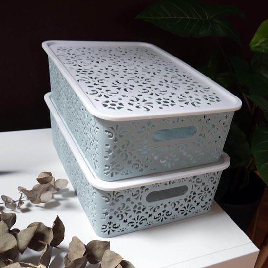 Obrázok z Úložný box s vekom veľký  -  modrý
