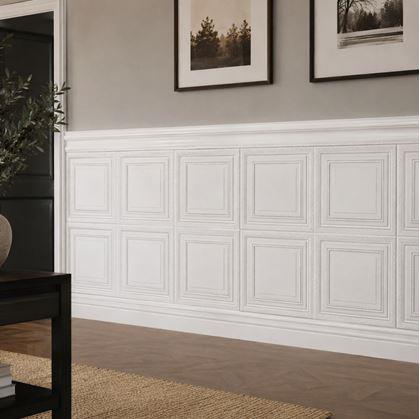 Obrázok z 3D kazetový obklad na stenu, 70x70 cm - biely