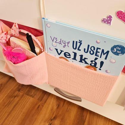 Obrázok z Mušelínový vreckár na postieľku  -  ružový