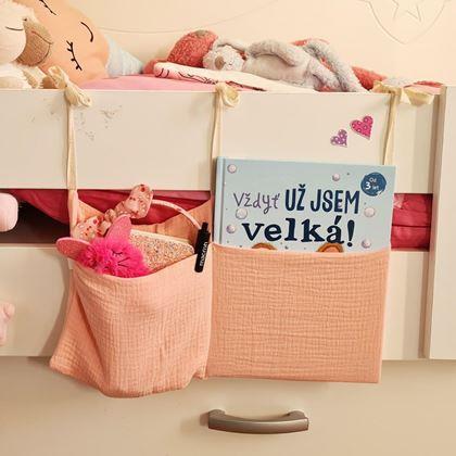 Obrázok z Mušelínový vreckár na postieľku  -  ružový