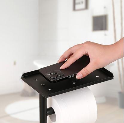 Obrázok Kovový čierny stojan na toaletný papier s WC kefou