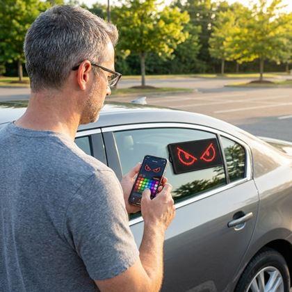 Obrázok z LED displej do auta s aplikáciou