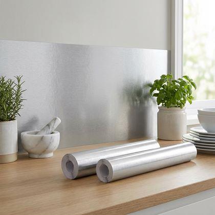Obrázok z Samolepiaca metalická tapeta, 60 cm x 2 m - Strieborná