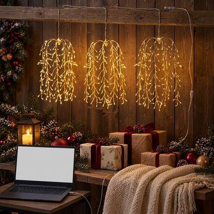 Obrázok z LED závesné svetielka s vŕbovými vetvičkami a USB napájaním